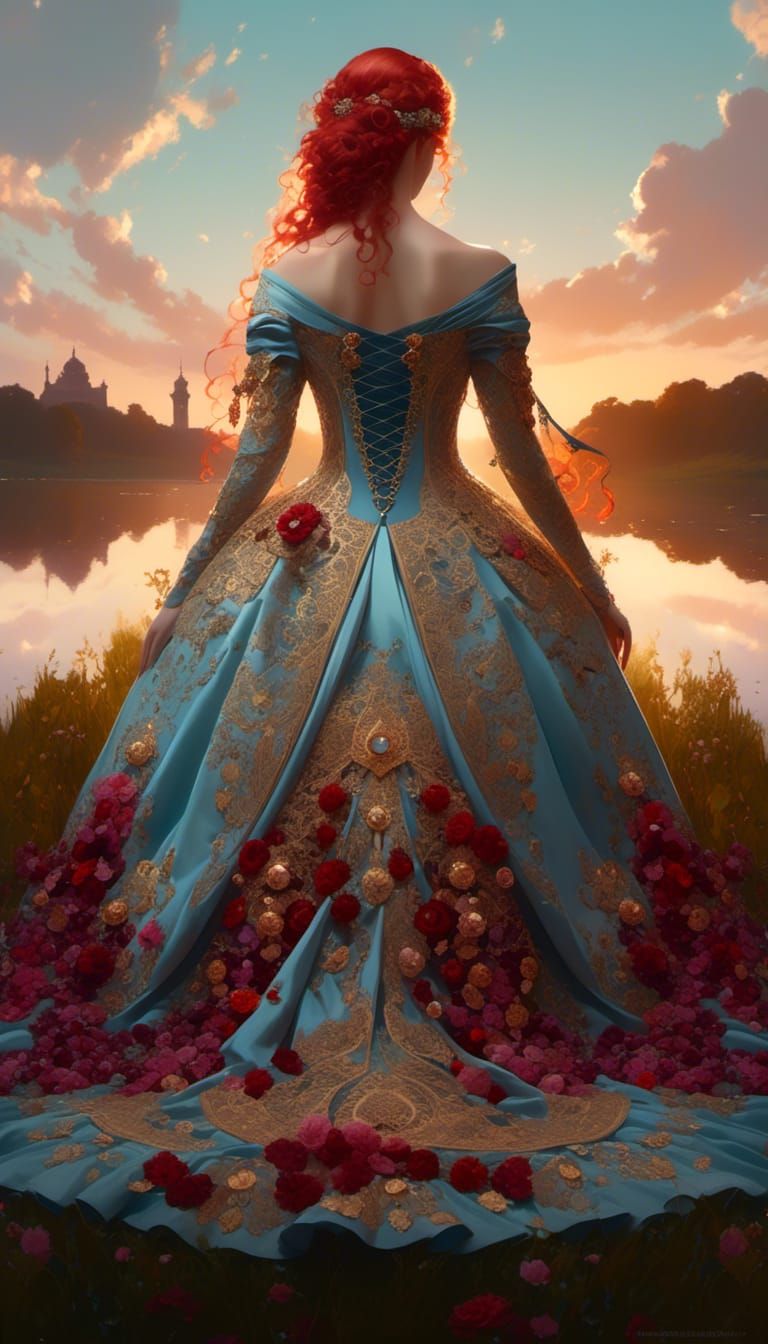 Rococo Woman with Flowers and Gems Portrait