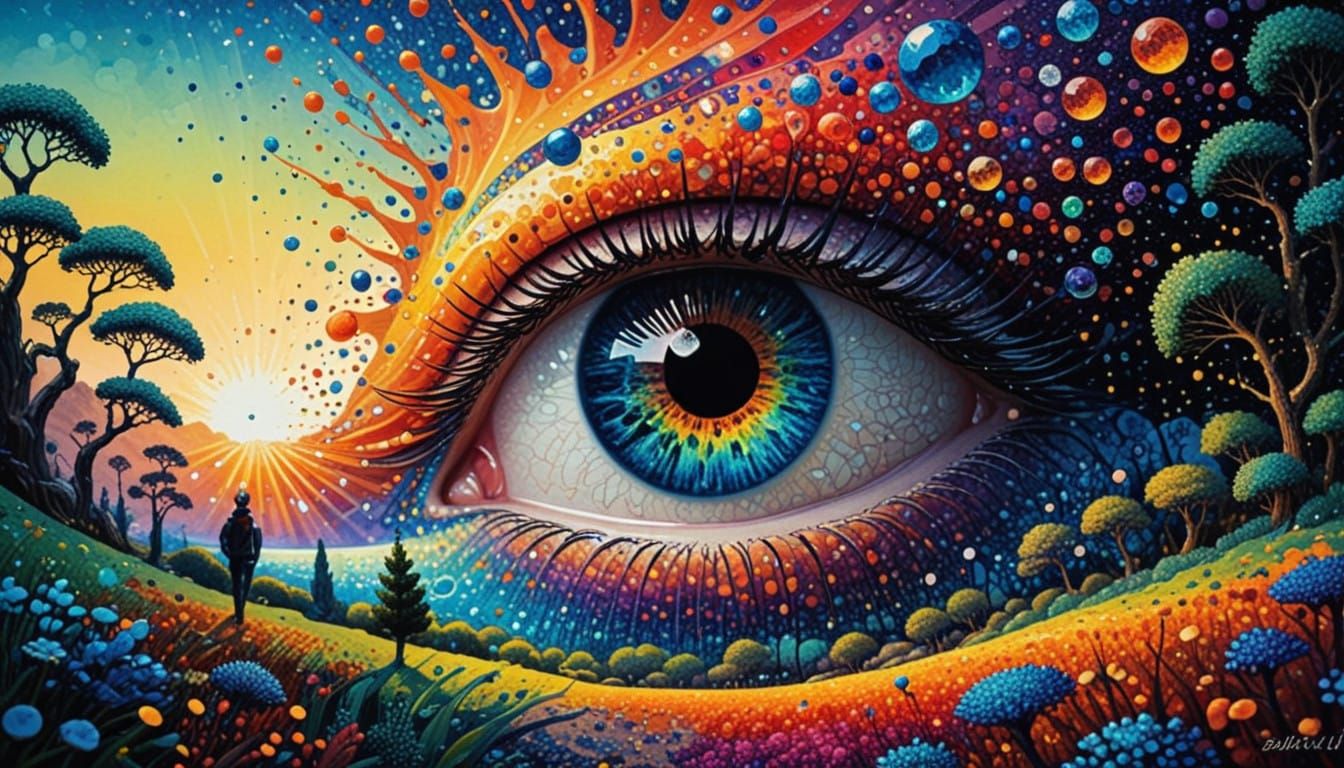 Surreal Pointillist Landscape of Vibration