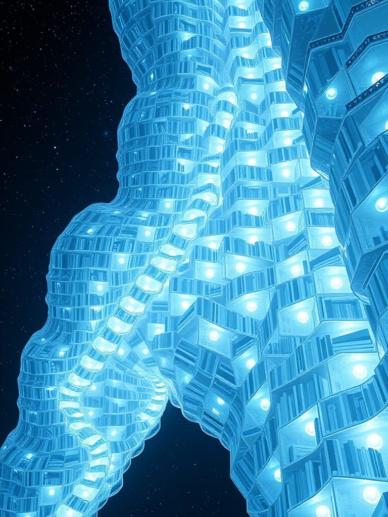 Majestic Crystalline Library in Infinite Void