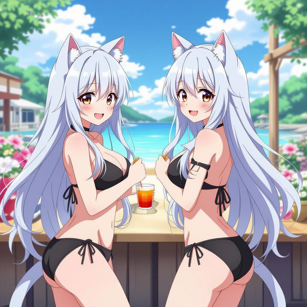 Anime Sisters Livestream in Vibrant Anime Art Style