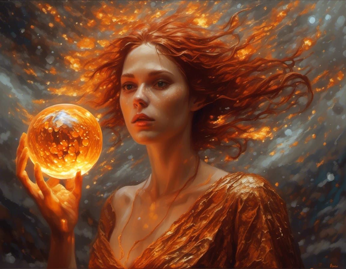 Fire Goddess with Amber Orb in Hades