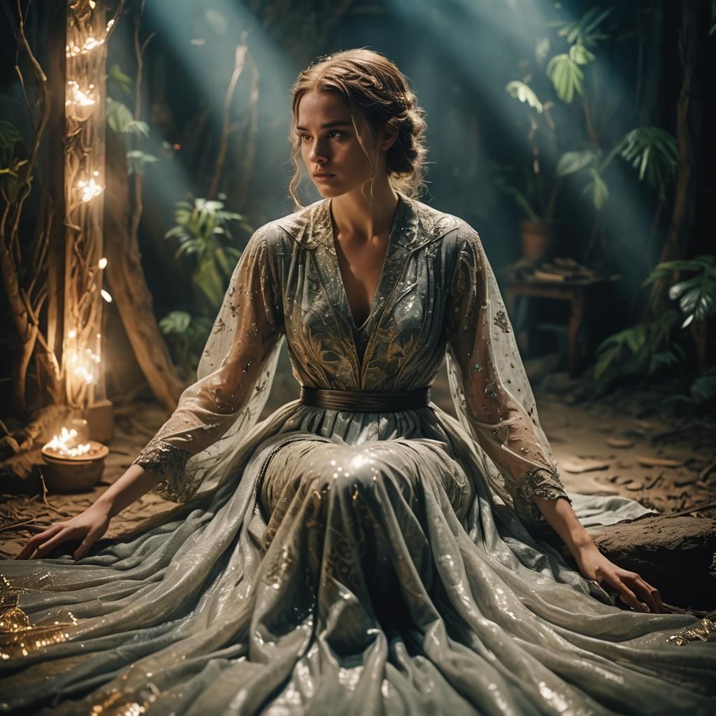 Beautiful Woman in Magical Setting: Cinematic Film Still