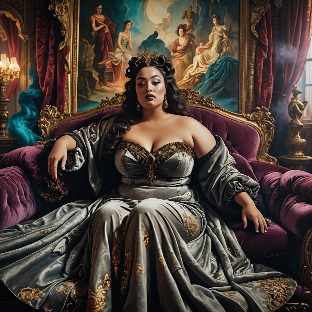 Surreal Plus-Size Sheherezade in Opium Palace