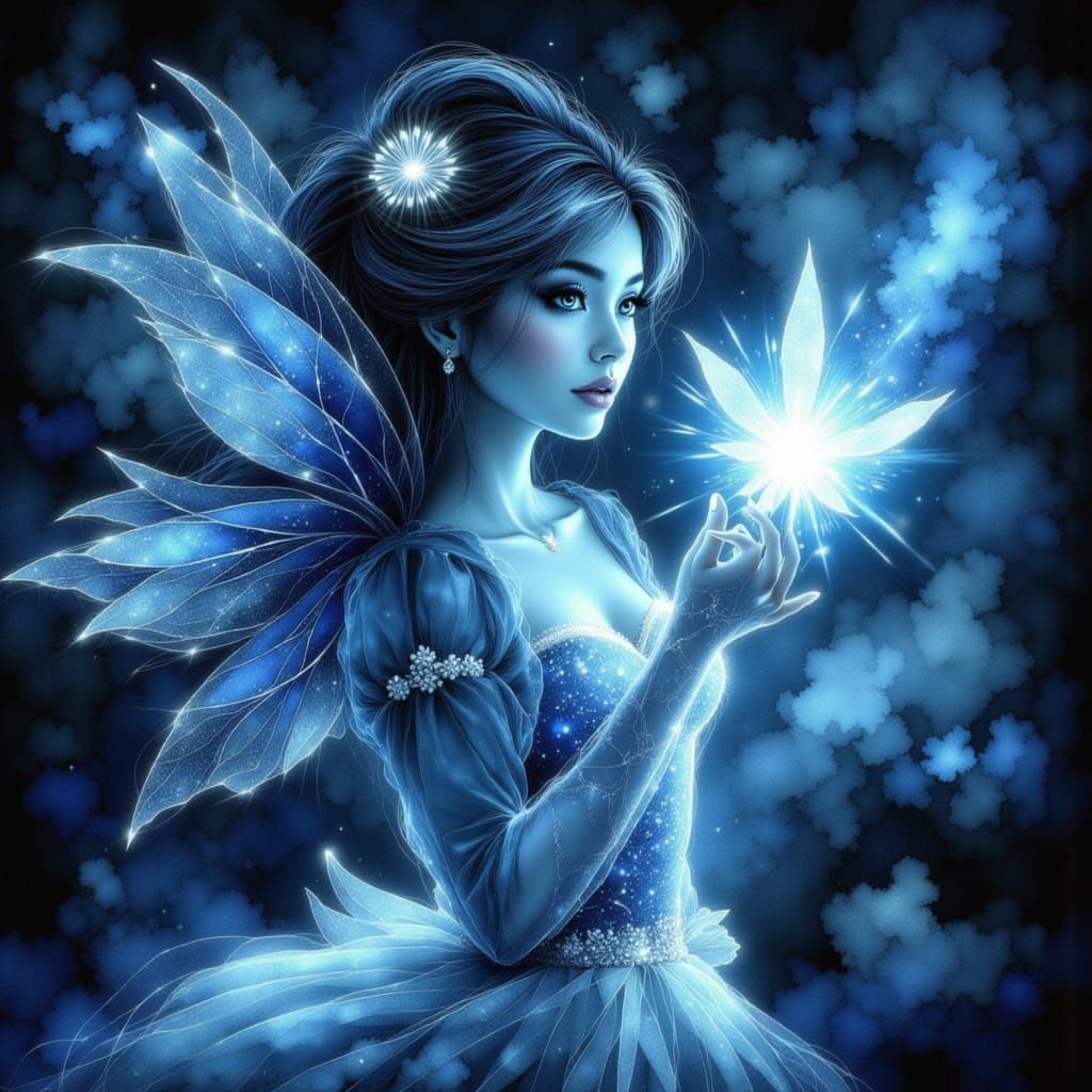 Enchanted Digital Fairy in Slate Blue