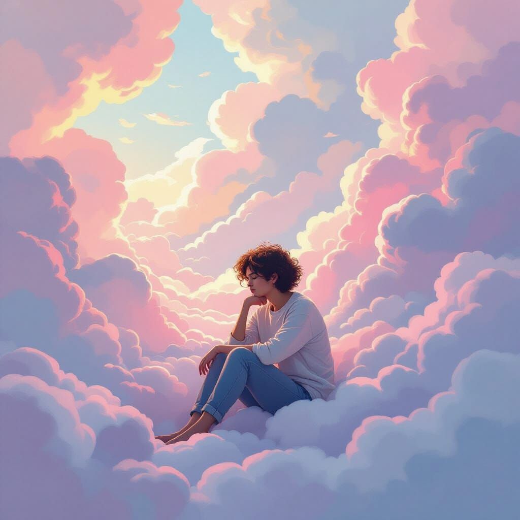 Ethereal Dreamscape with Pastel Clouds and Soft Textures
