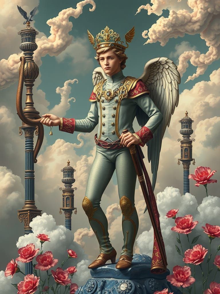 Steampunk Cupid in Victorian Attire with Copper Details