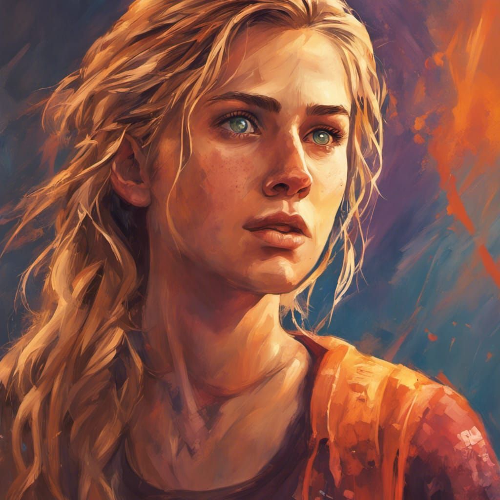 Hyperrealistic Annabeth Chase Portrait with Colorful Backgro...