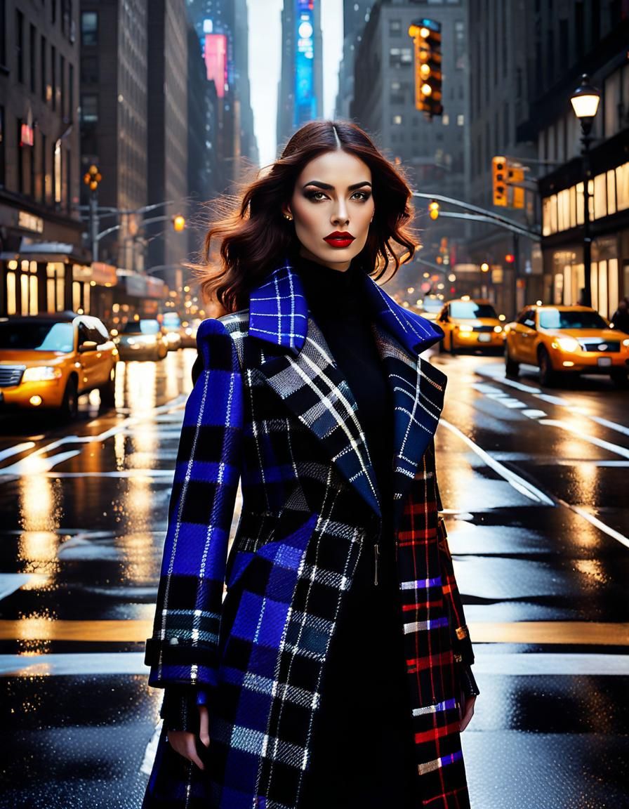 Plaid Coat in New York: Dark Fantasy Illustration