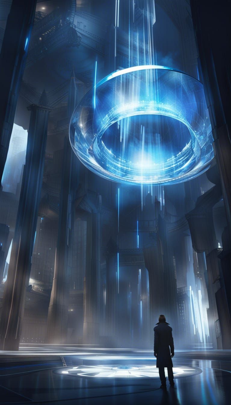 Final Fantasy, enormous, beautiful natural crystal suspended...