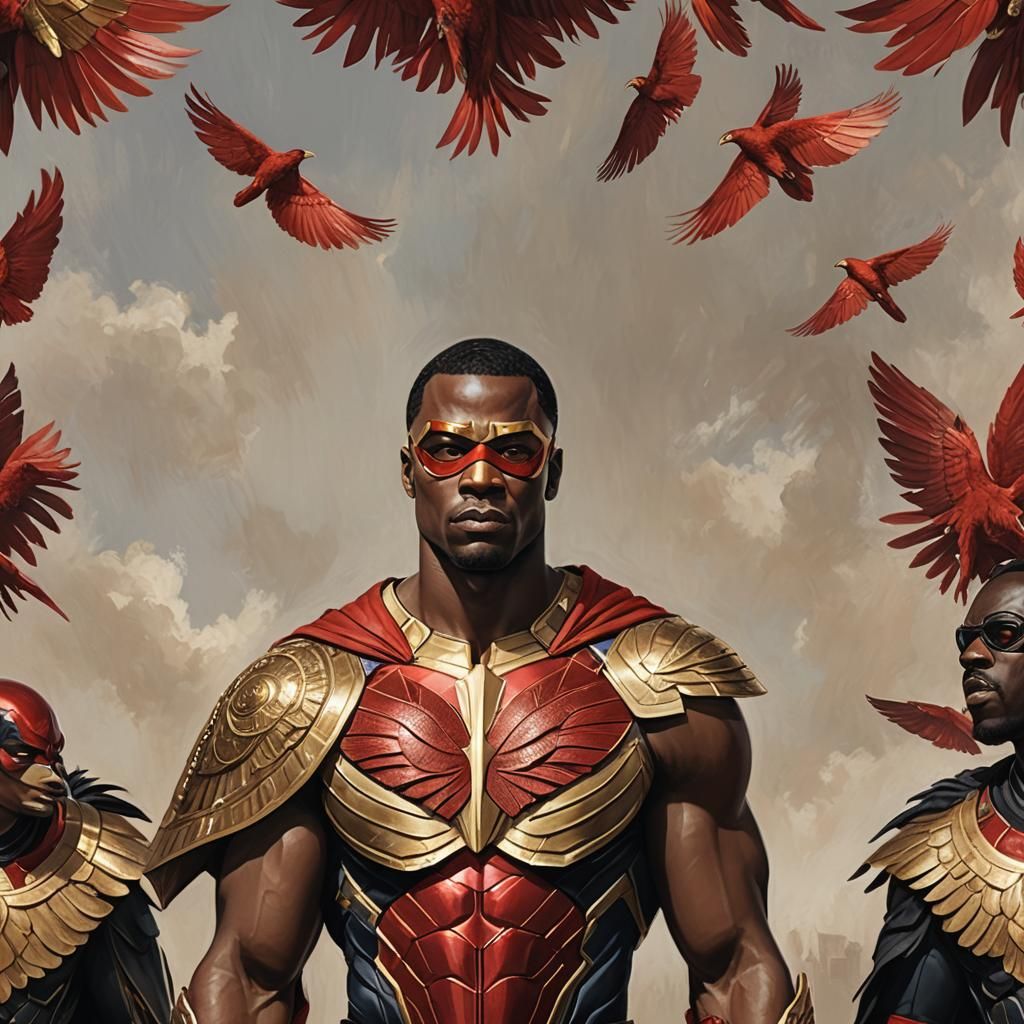 Winged Superhero Portrait in Detailed Matte Style