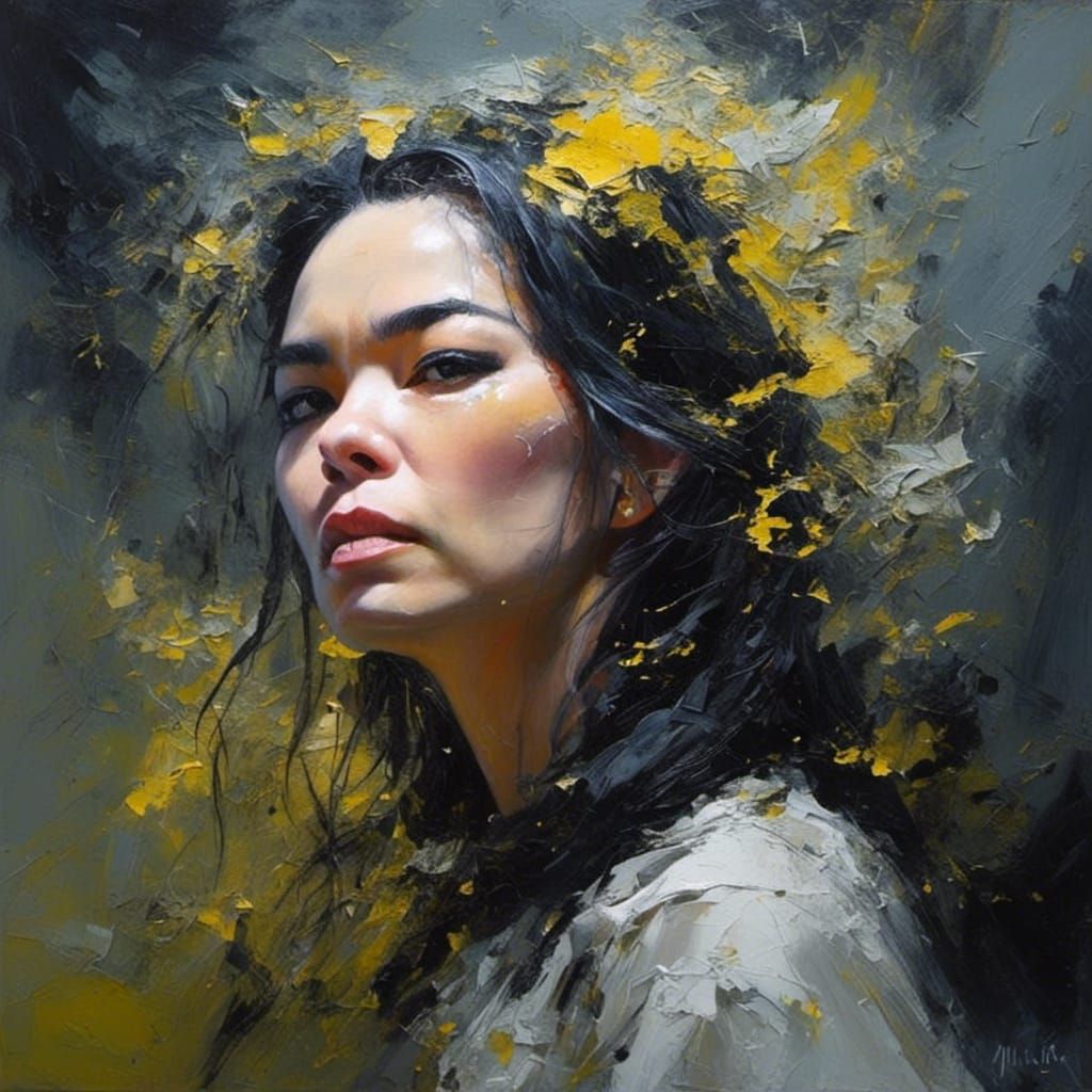 Bjork Portrait as Impasto Oil Painting