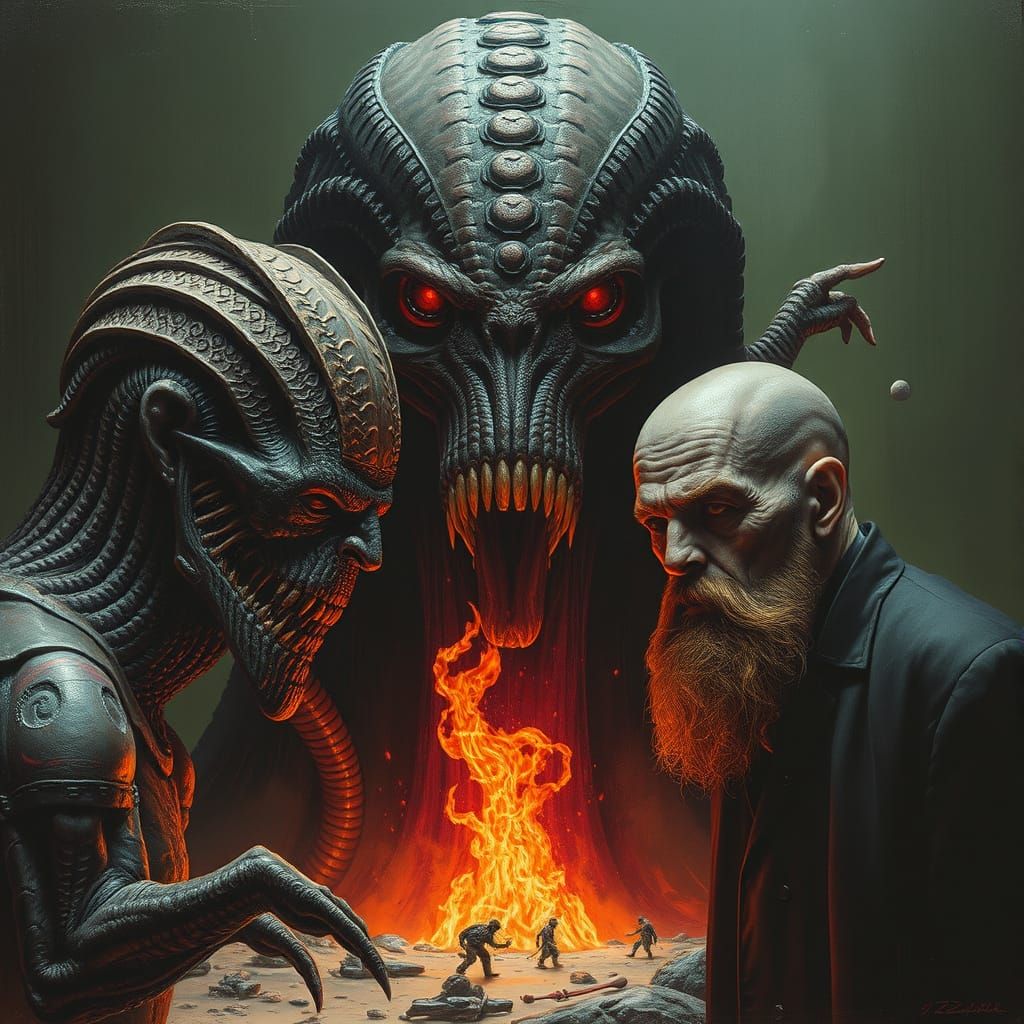 Nightmarish Biomechanical Landscape Art