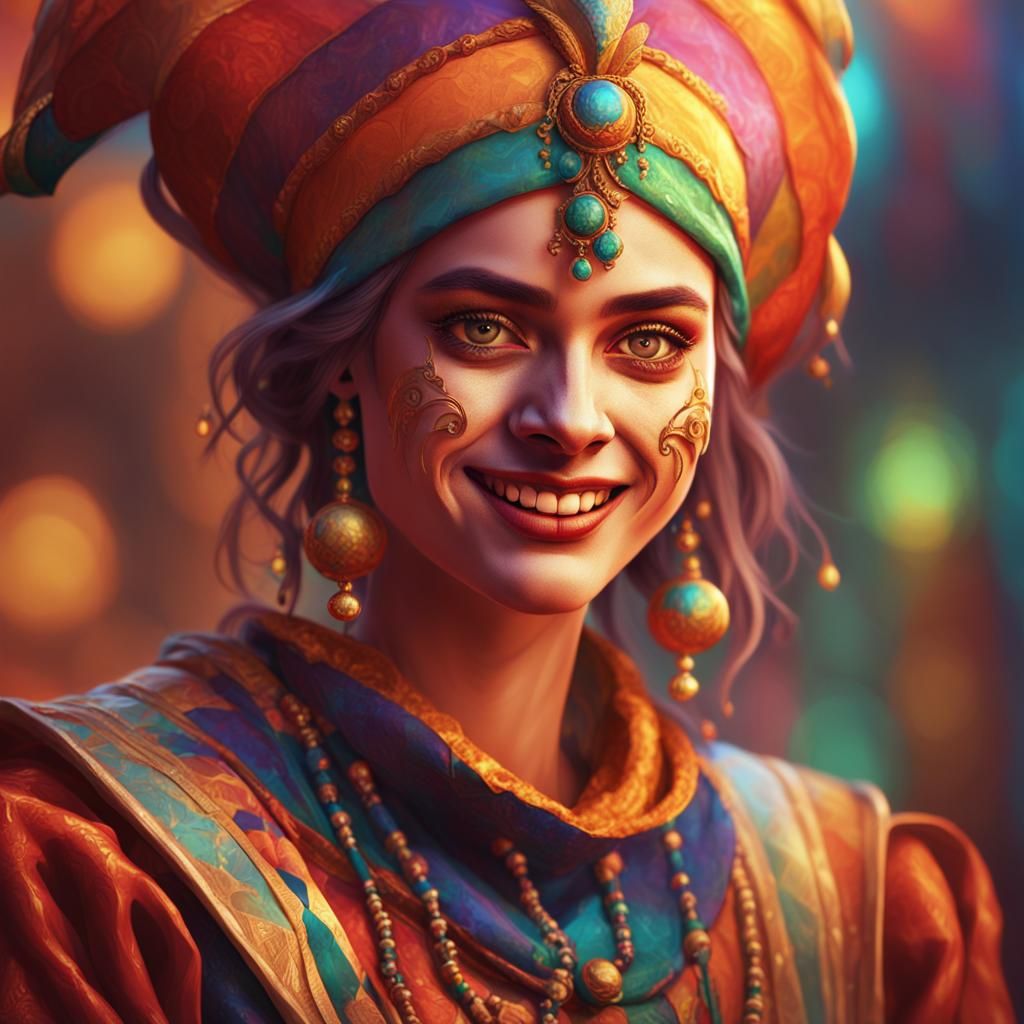 Court Jester Portrait in Art Nouveau Style