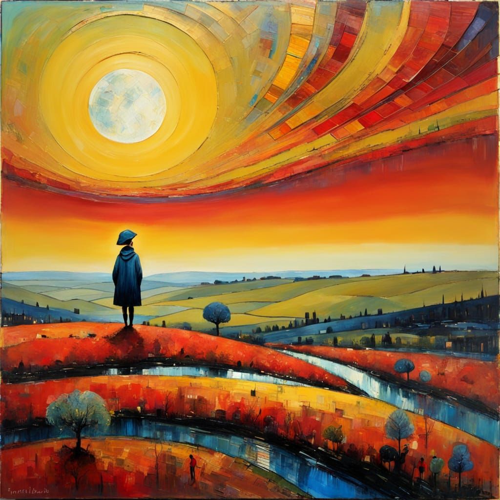 Textured Primitive Naive Art as Encaustic Painting