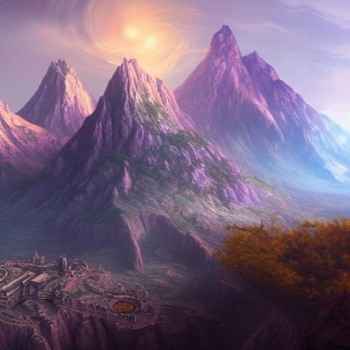 Detailed Matte Painting of Mount Olympus