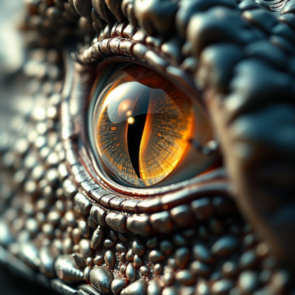 Macro Dragon Eye with Iridescent Scales