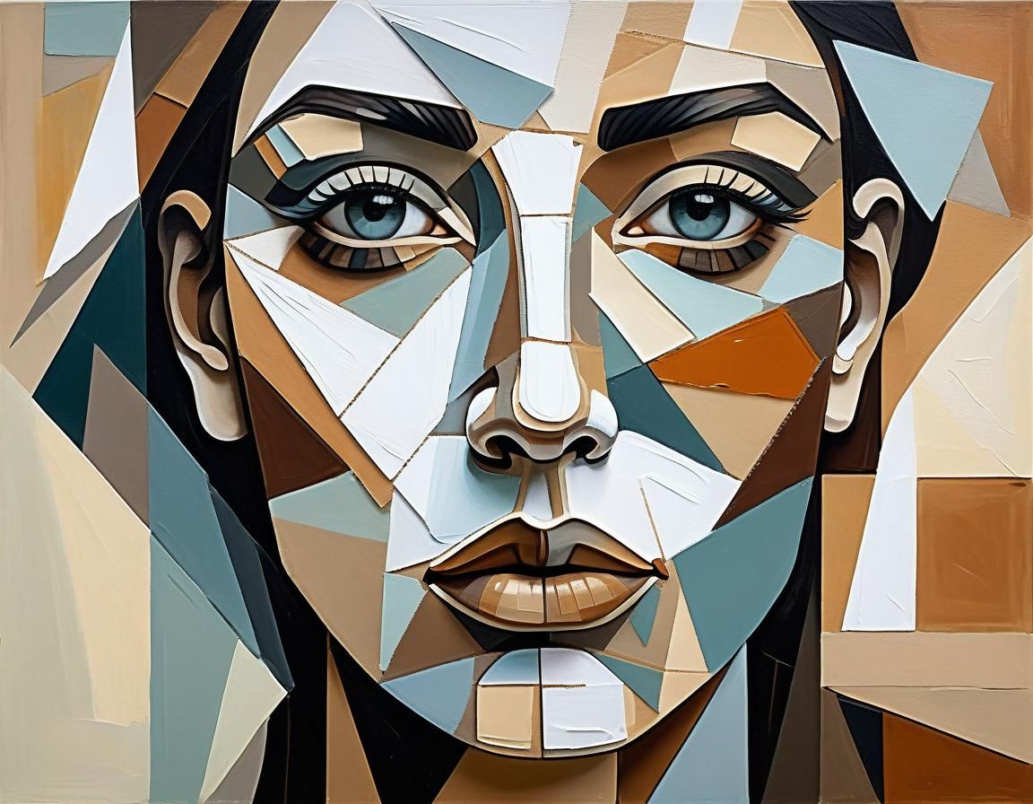 Cubist Portrait of a Woman in Analytical Style