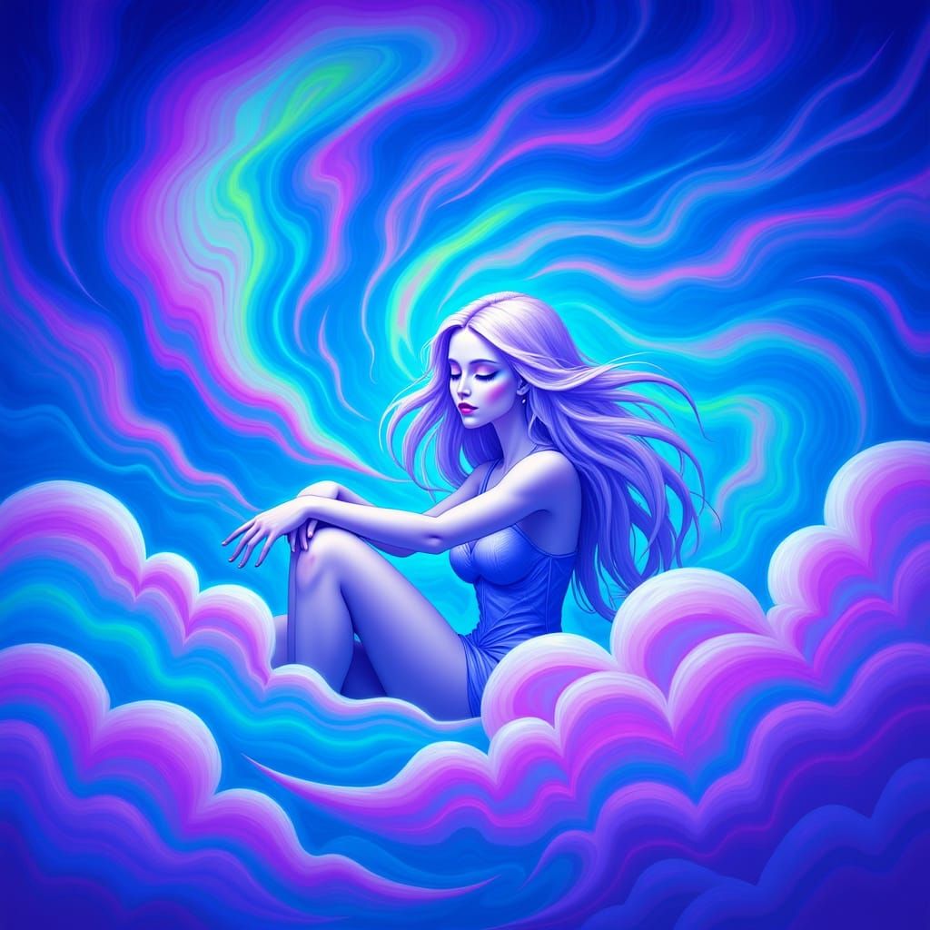 Ethereal Woman in a Surreal Dreamscape