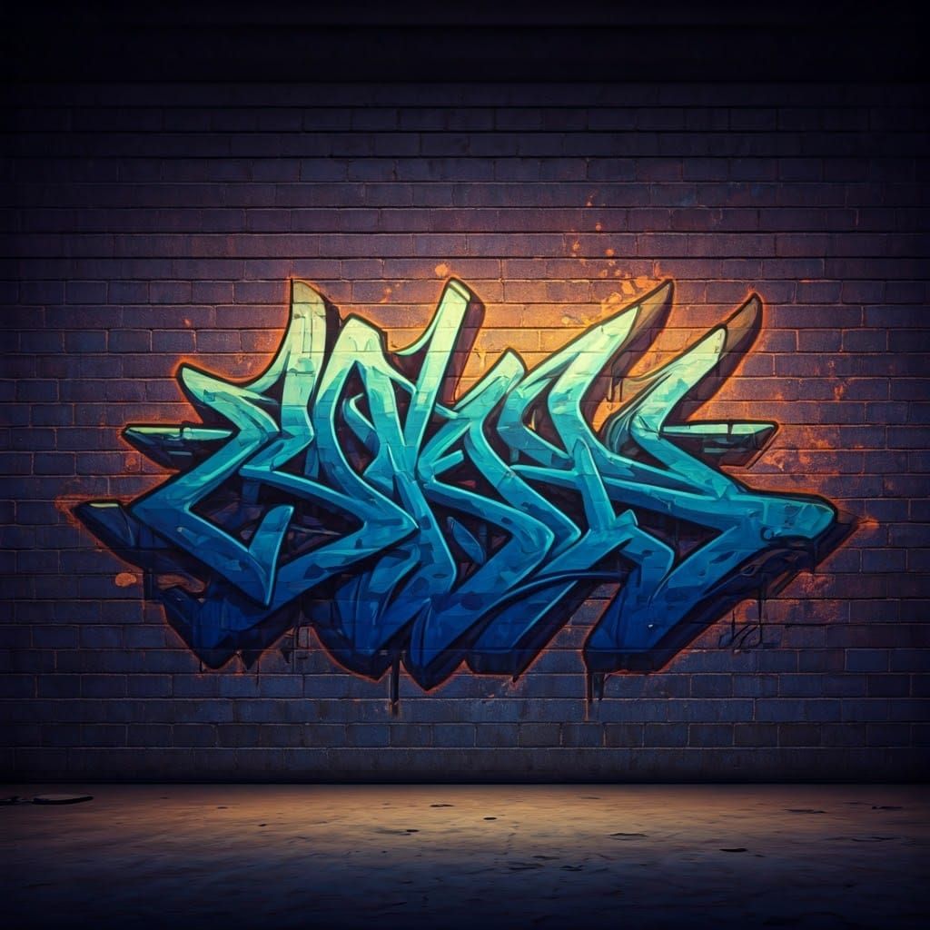 Vibrant Graffiti Mural on Brick Wall