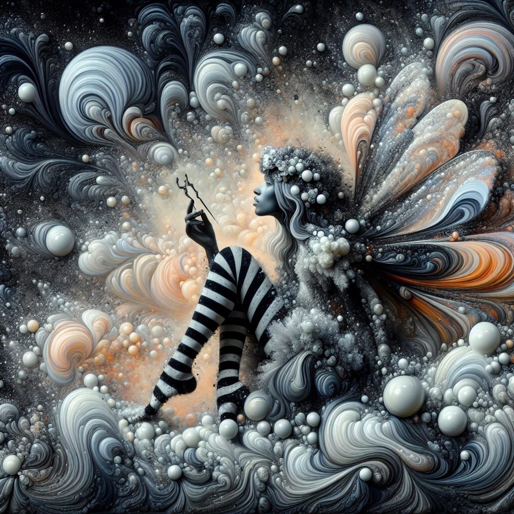 Iridescent Soap Bubble Fairy in Hyperrealistic Style