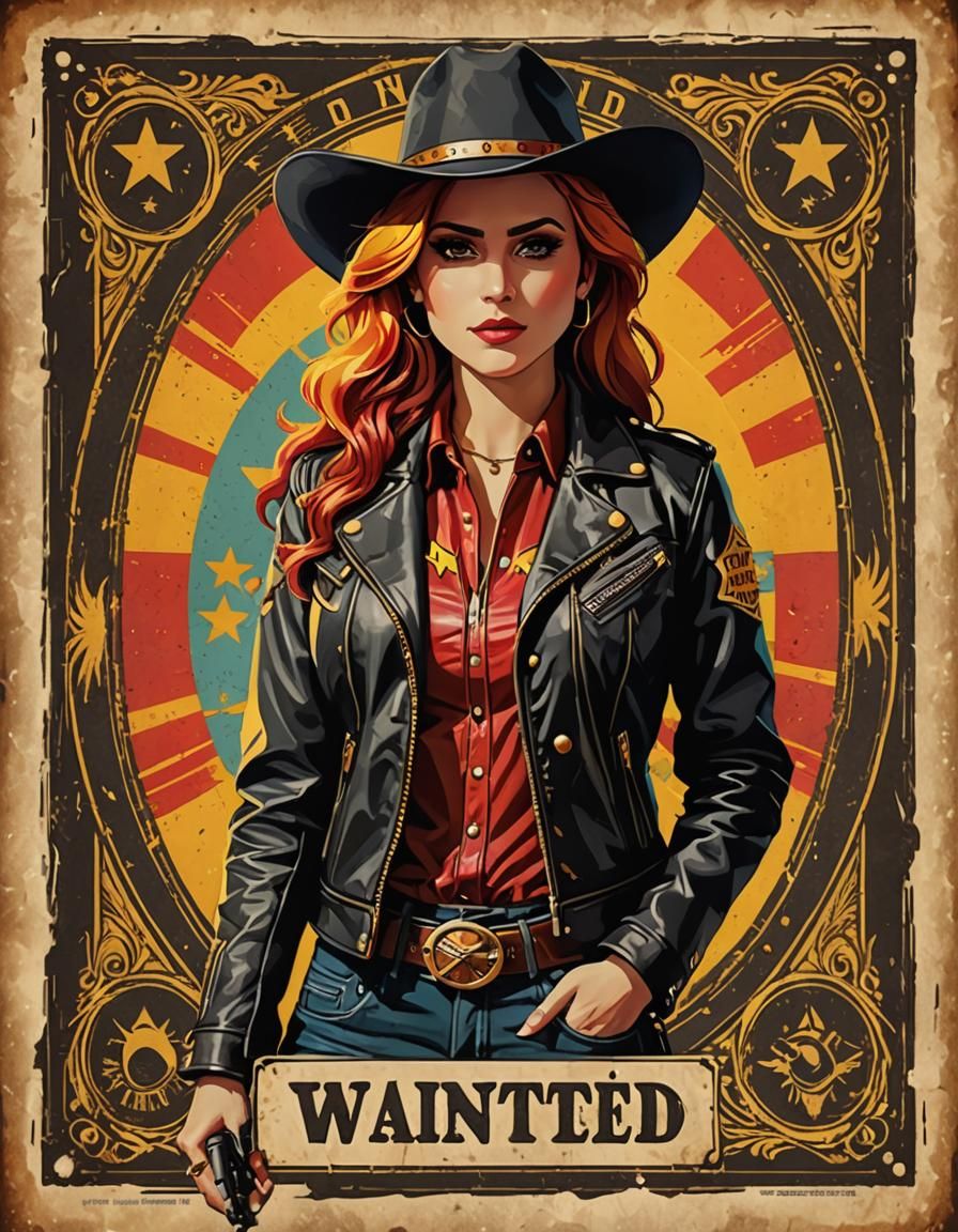 Sunset Shimmer Cowboy Wanted Poster in Geometric Pop Art