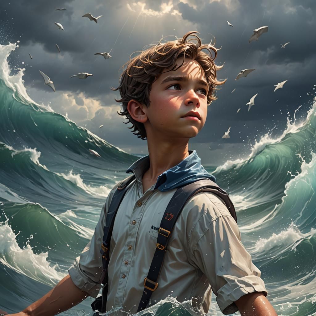 Dreamy Ocean Rescue: Hyperdetailed Head and Shoulders Portra...