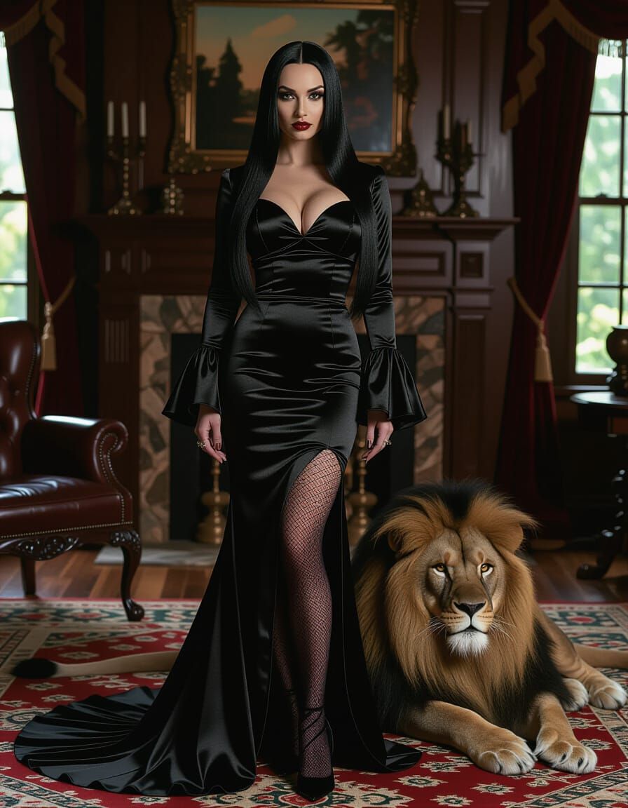 Morticia Addams and Kitty 1