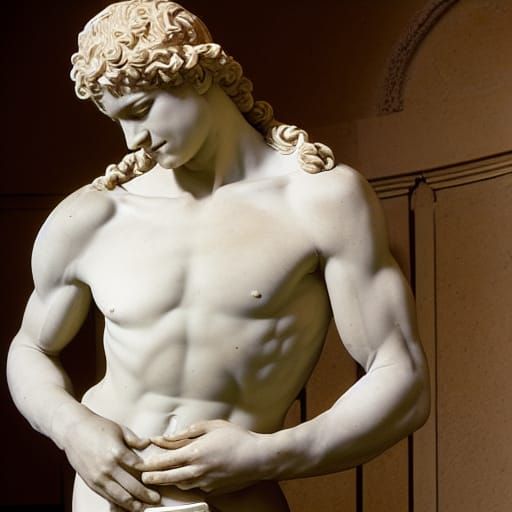 Renaissance Sculptor Carving David Statue in Marble
