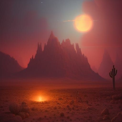 Cosmic Desert Landscape in Godly Light