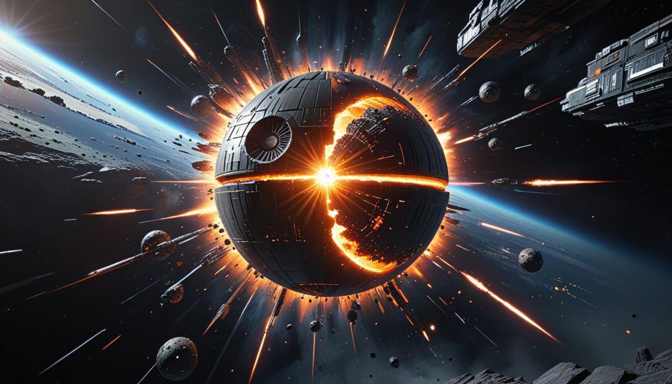 Epic Sci-Fi Death Star Explosion in Space