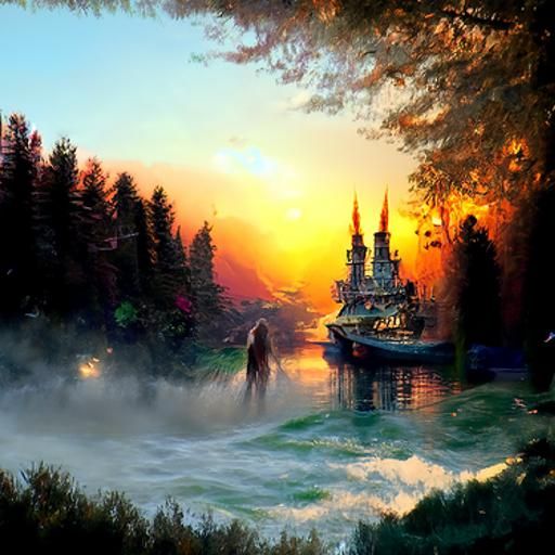 Ethereal Deep Nightmare in Kinkade Style