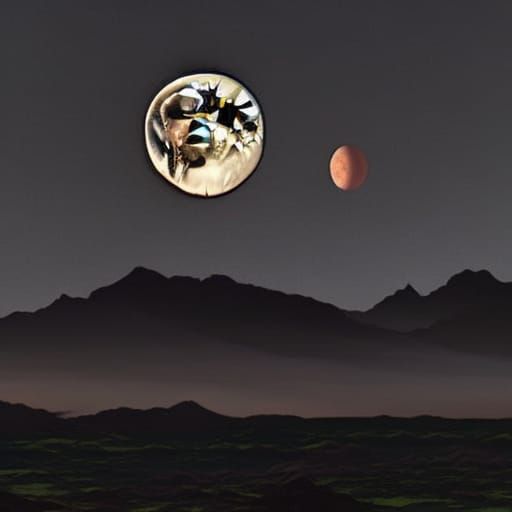 Astral Moon and Planets in Action Painting Style