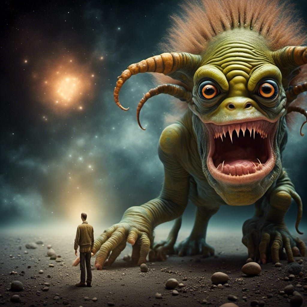 Hyperrealistic Alien Couple Portrait in Magical Realism