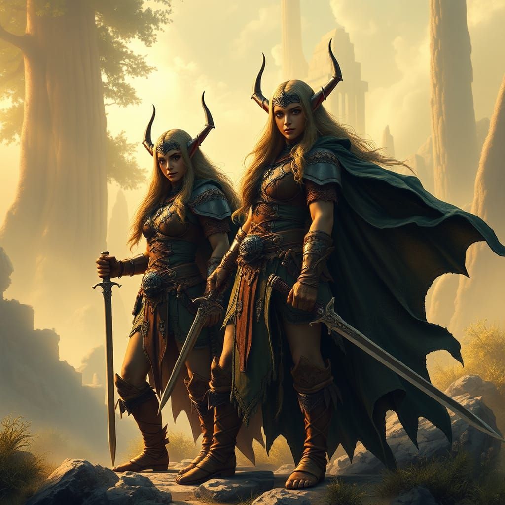 Elves in Golden Mist, Fantasy Art Style