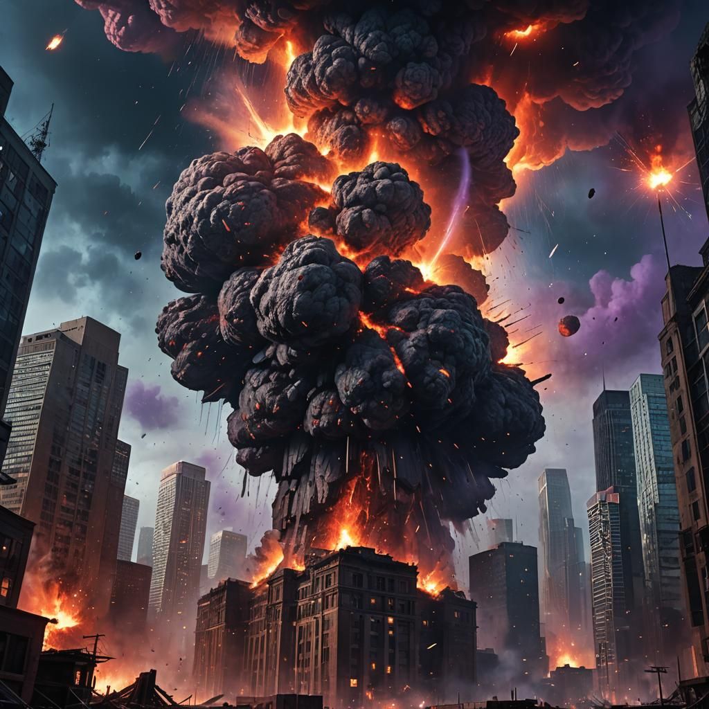 Apocalyptic Asteroid Impact in Dark Surrealism Style