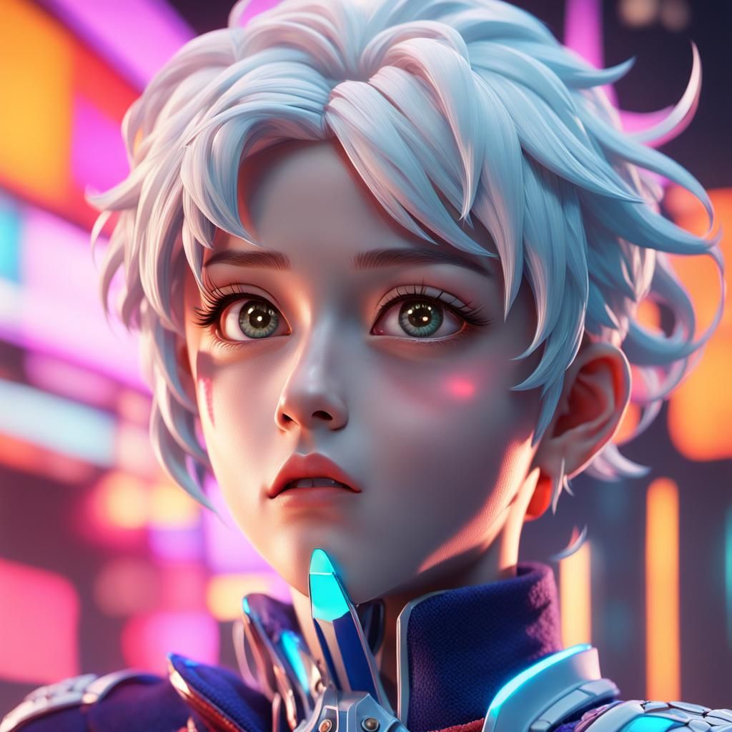 Dynamic Anime Character in 3D Art Style