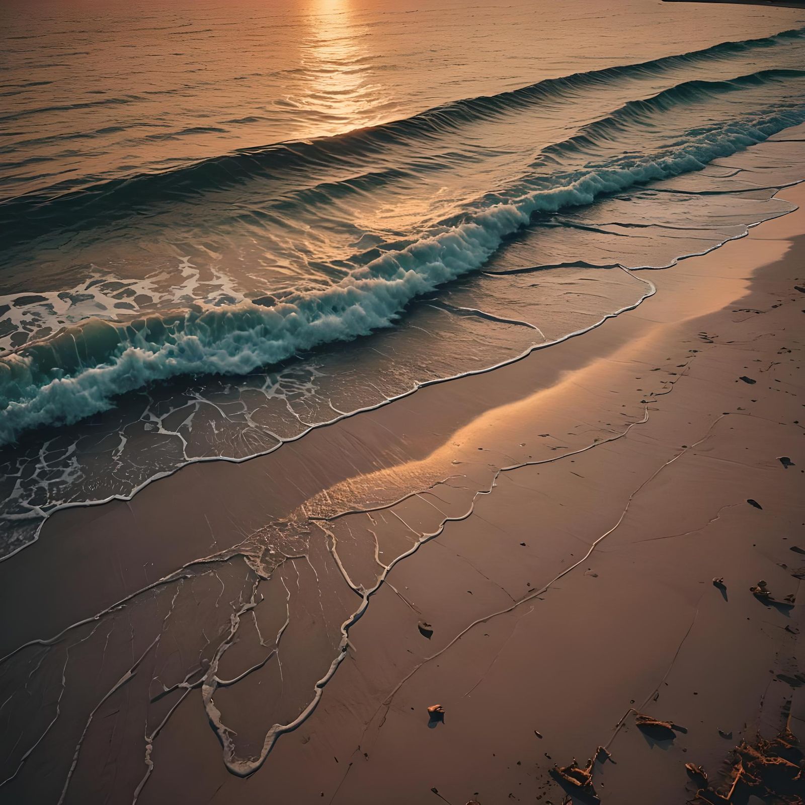 Dramatic Sunset Beach Scene in Cinematic Style