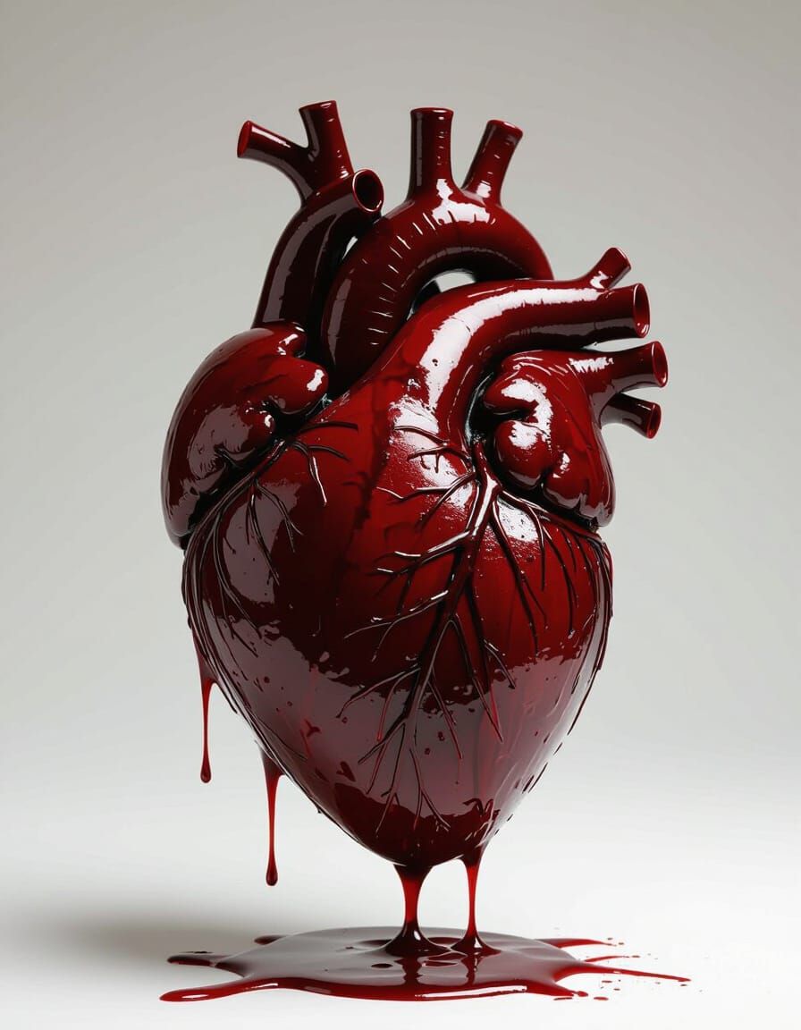 Grotesque Anatomical Heart in Ominous Horror Style