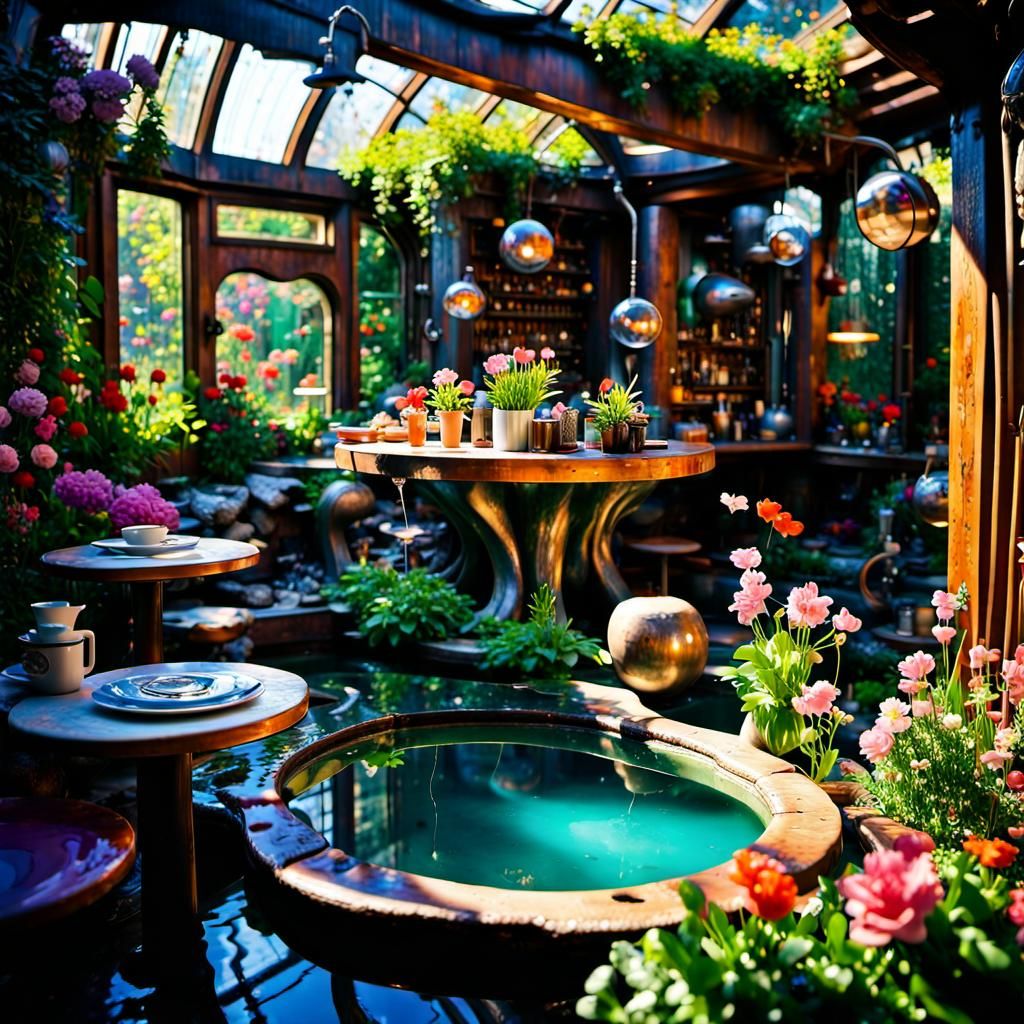 Sci-Fi Eco-Cafe on Sirius in Spring