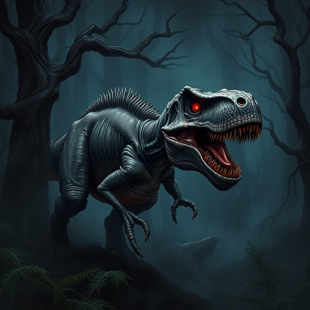 Dark Fantasy Tyrannosaurus Rex Zombie Emerges from Jurassic ...