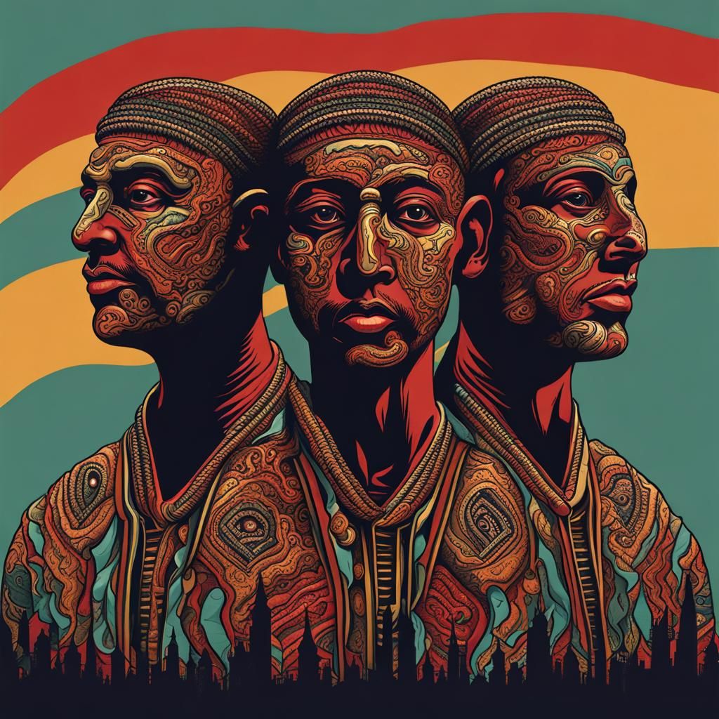 Surreal Three Headed Human Figure