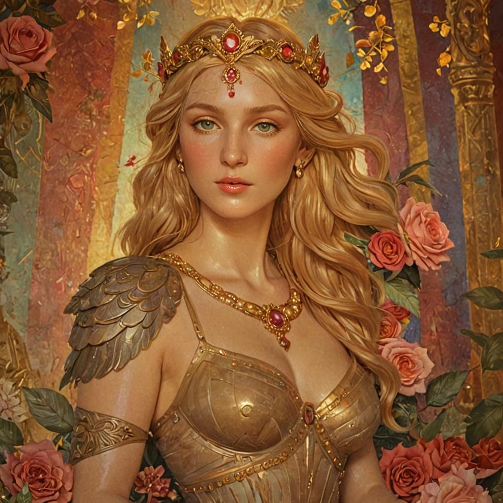 Aphrodite on a Throne: Digital Art Portrait