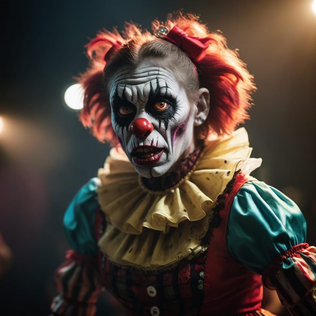 Zombie Monkey Clown Female Dances Onstage: Portrait Photogra...