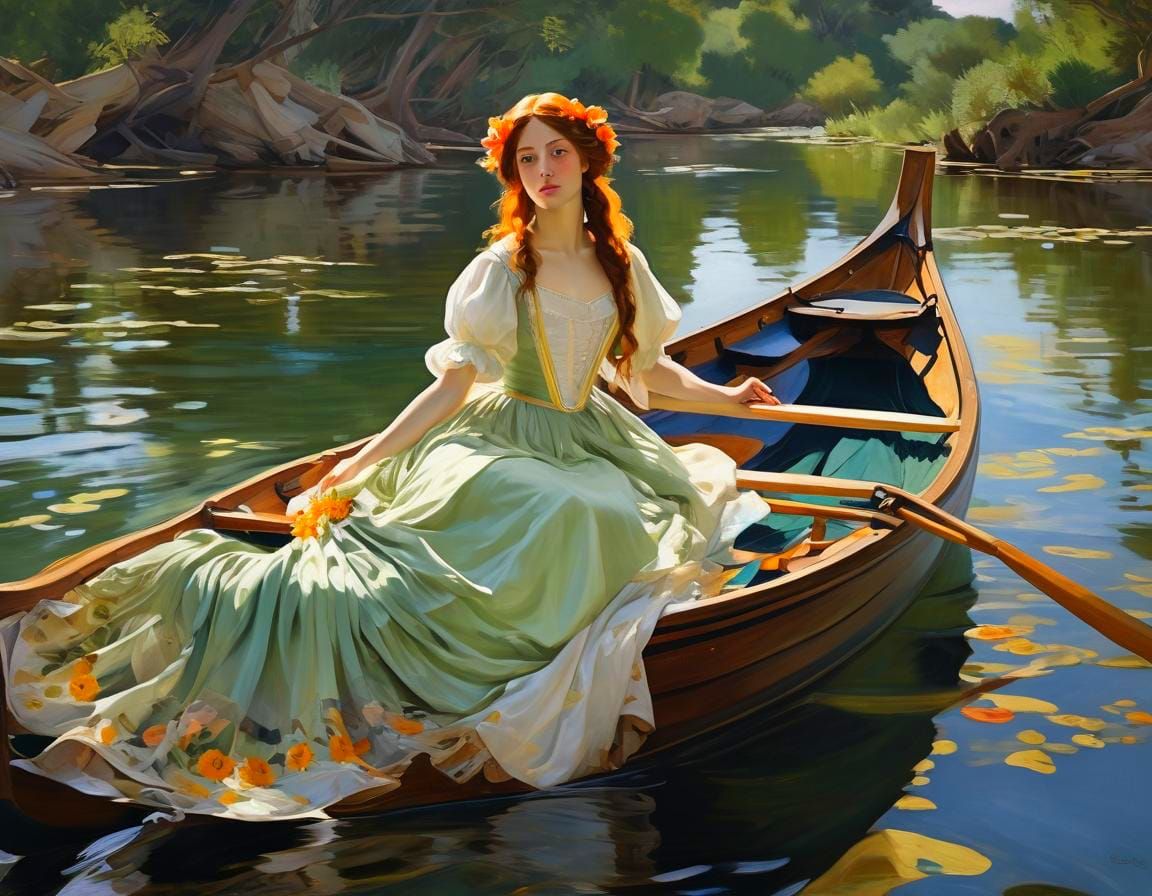 Lady of Shalott: Impressionistic Painting