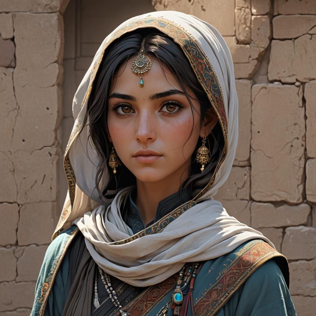 Beautiful Afghan Girl in 3D Anime Art