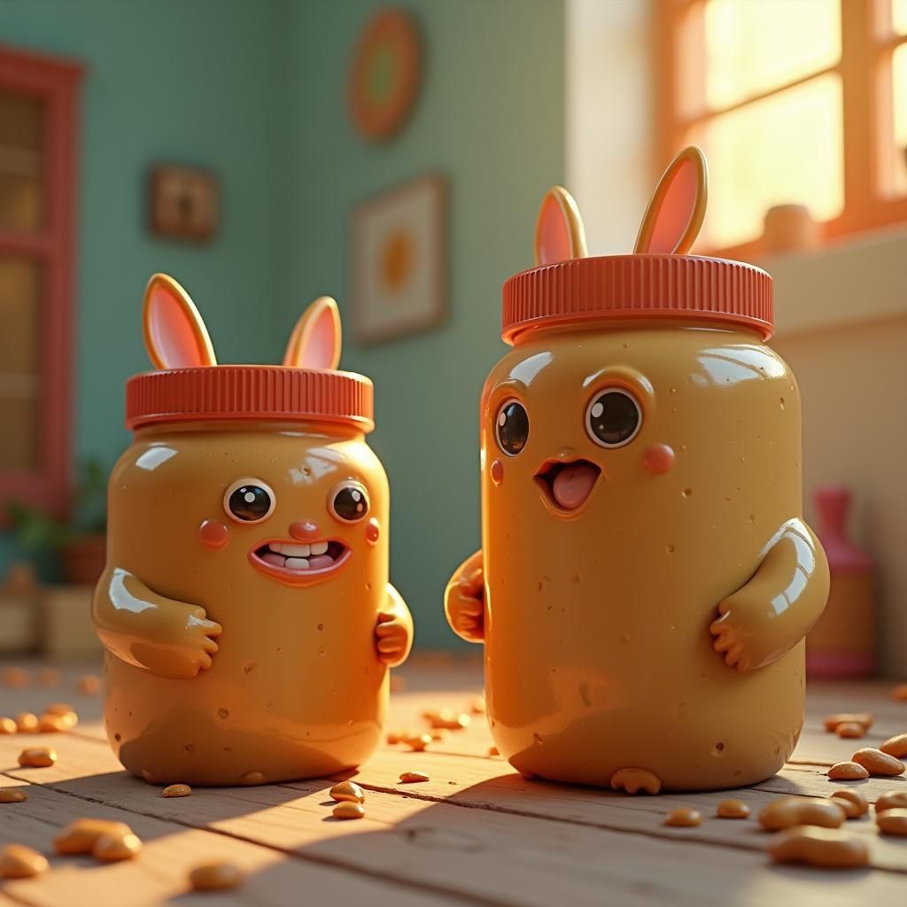 Peanut Butter Jars in a Whimsical Realm