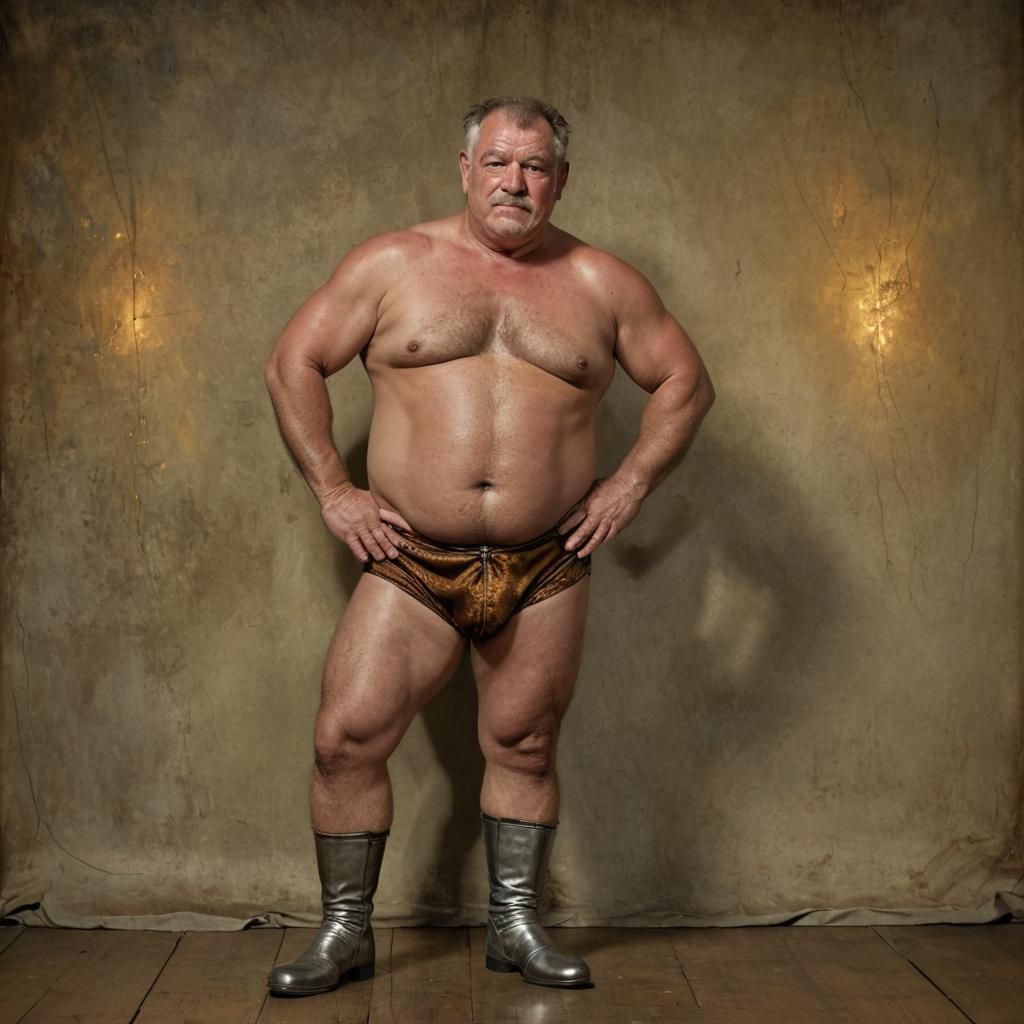 Belgian Wrestler in Copper Trunks, Rembrandt-esque Lighting