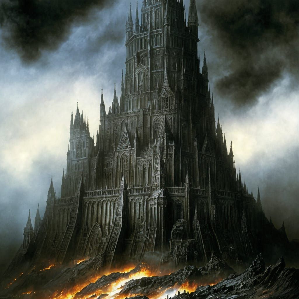 Grimdark Fortress in Barren Wasteland
