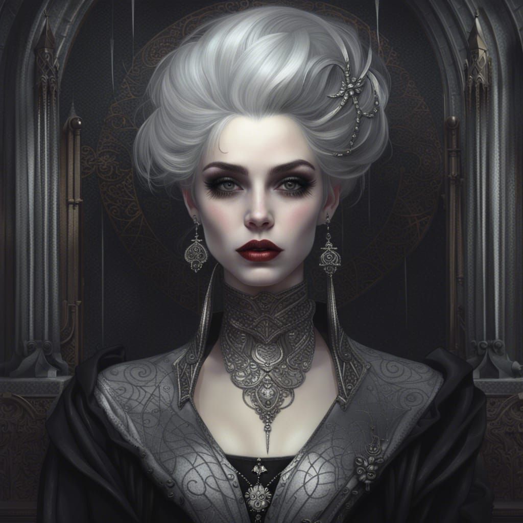 Gothic Vampire Princess in High-Tech Portrait