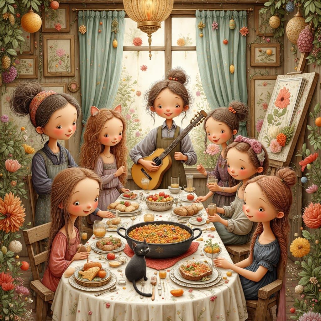 Bohemian Dinner Party in Cozy Artist Studio